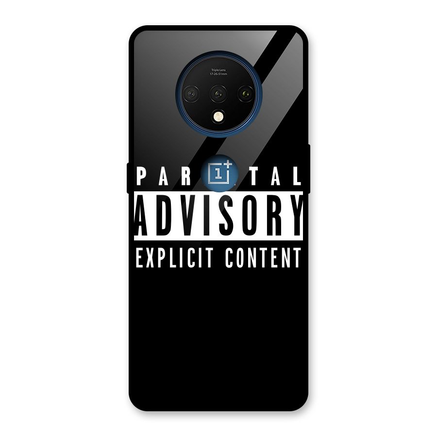 Parental Advisory Label Glass Back Case for OnePlus 7T