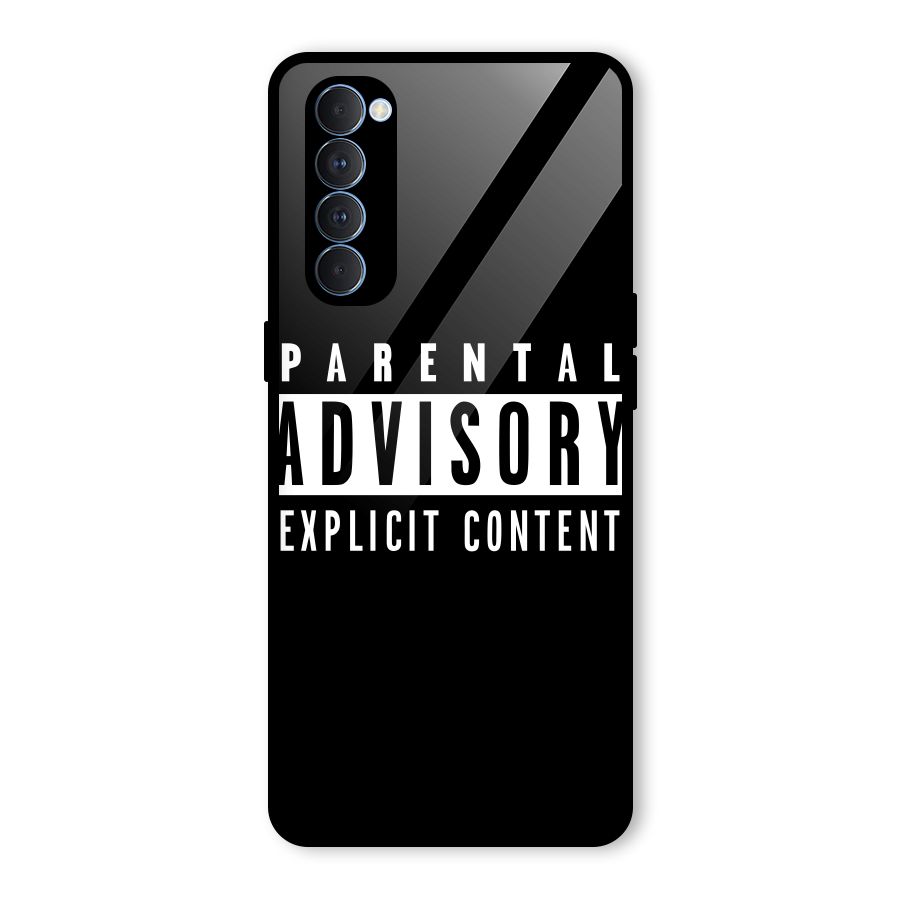 Parental Advisory Label Glass Back Case for Oppo Reno4 Pro