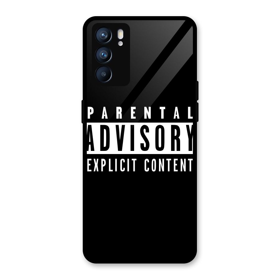 Parental Advisory Label Glass Back Case for Oppo Reno6 5G