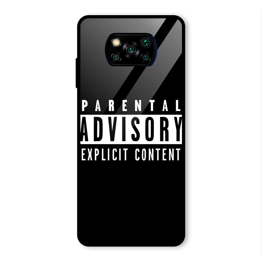 Parental Advisory Label Glass Back Case for Poco X3 Pro