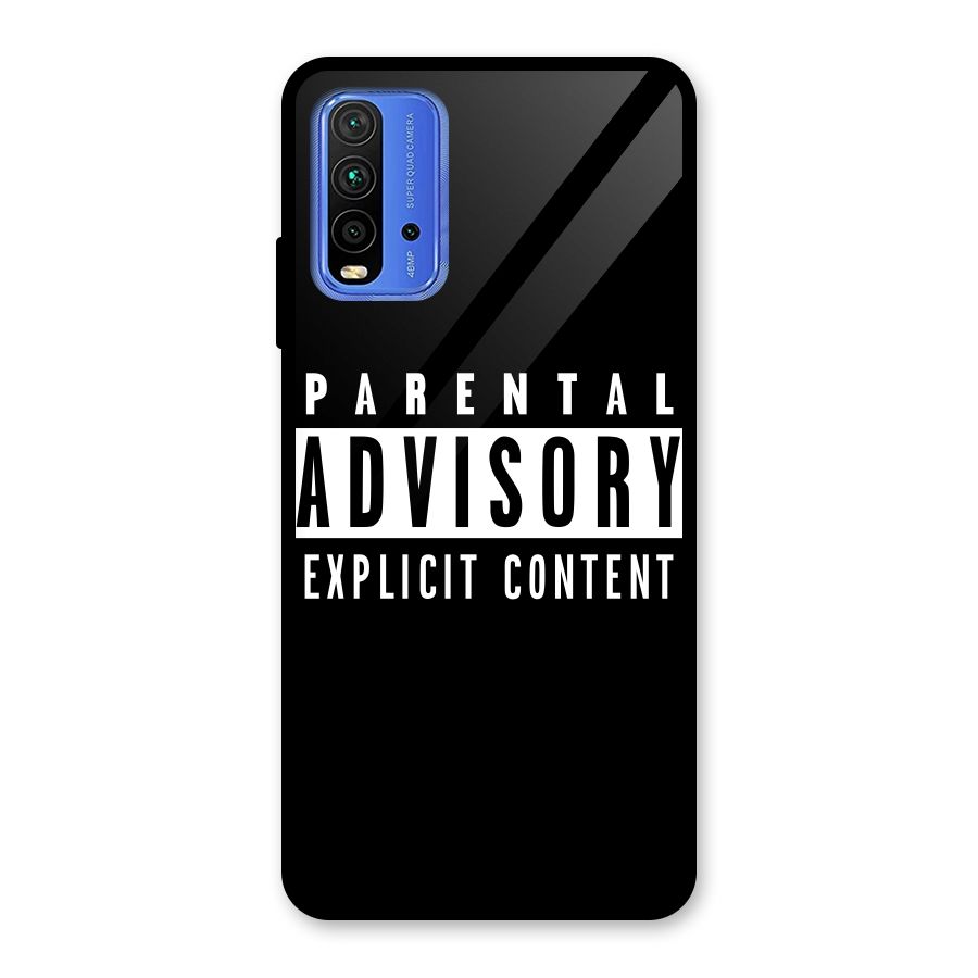 Parental Advisory Label Glass Back Case for Redmi 9 Power
