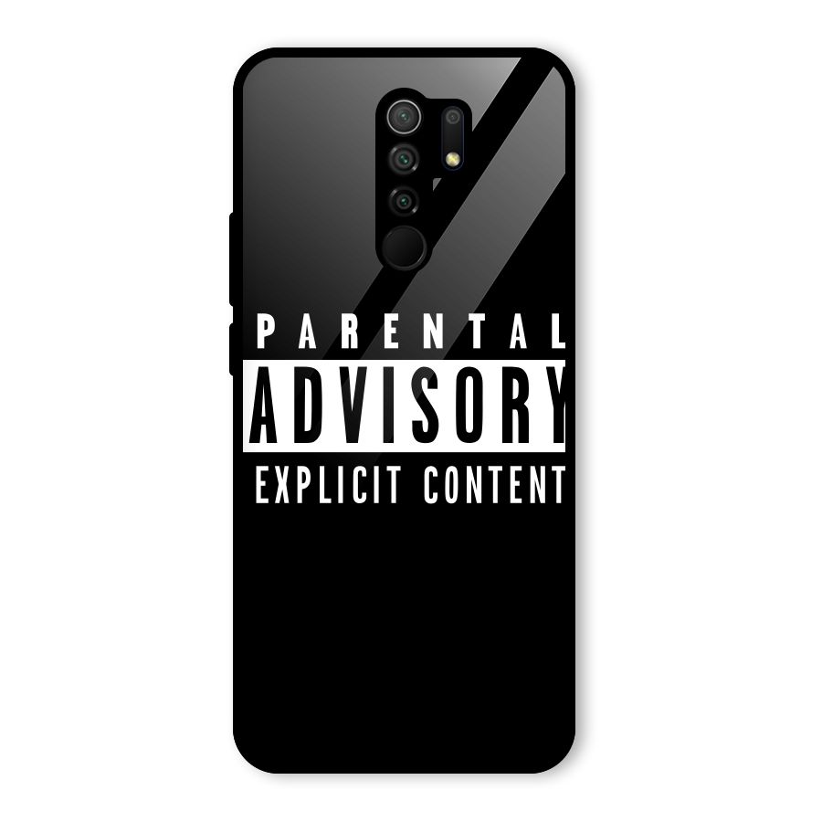 Parental Advisory Label Glass Back Case for Redmi 9 Prime