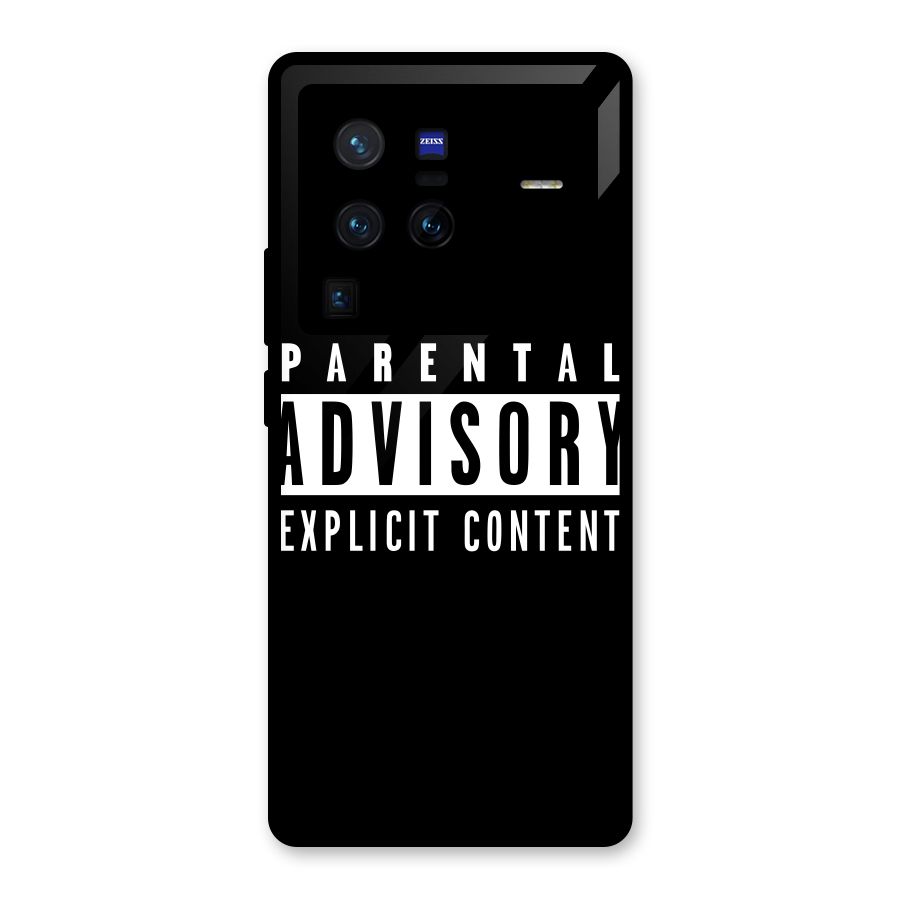 Parental Advisory Label Glass Back Case for Vivo X80 Pro