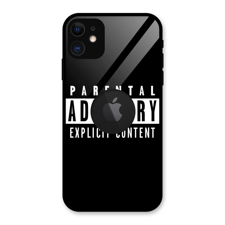 Parental Advisory Label Glass Back Case for iPhone 11 Logo Cut