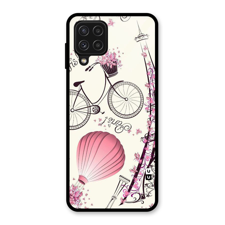 Paris Clipart Glass Back Case for Galaxy A22 4G