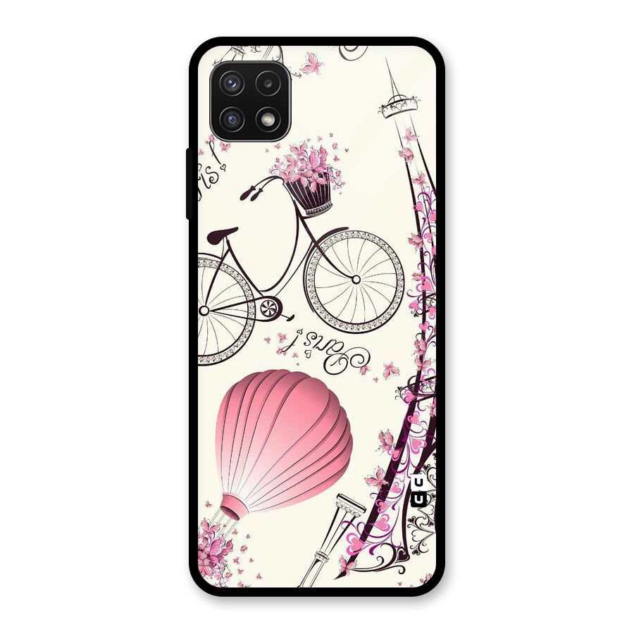 Paris Clipart Glass Back Case for Galaxy A22 5G