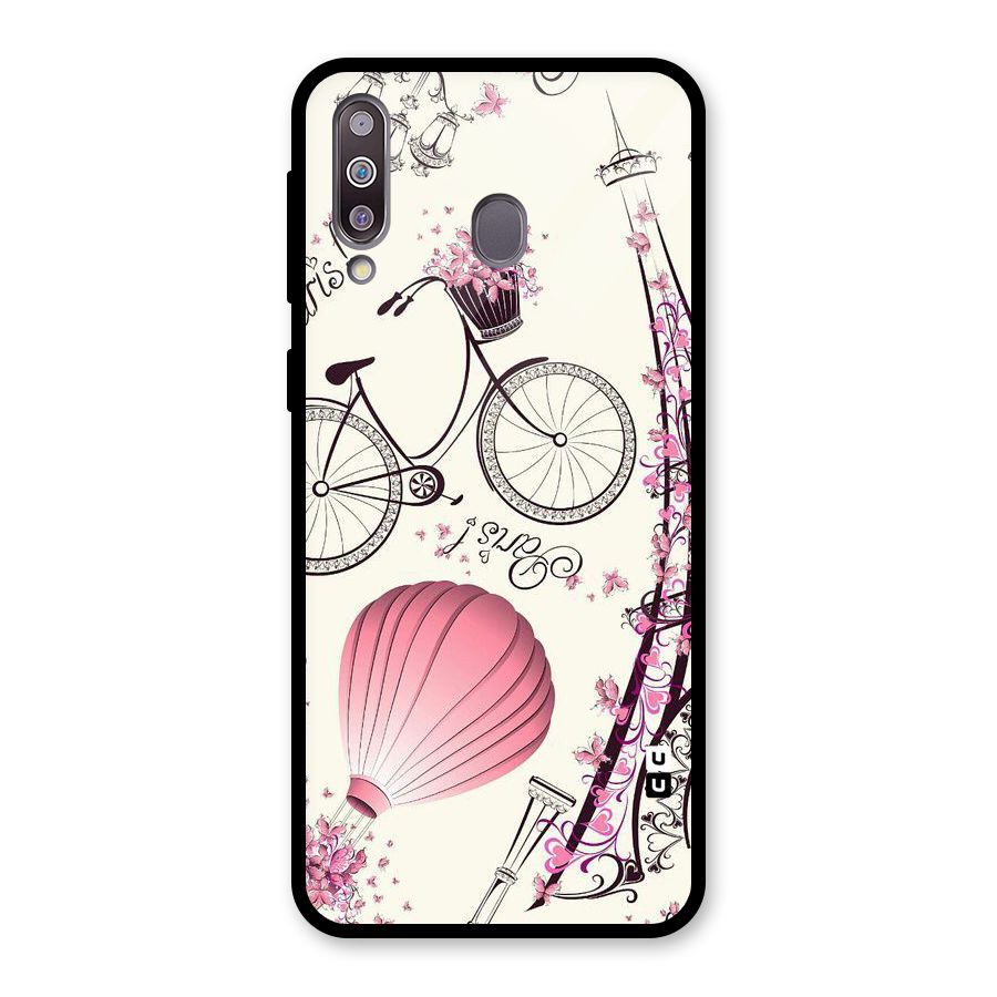 Paris Clipart Glass Back Case for Galaxy M30