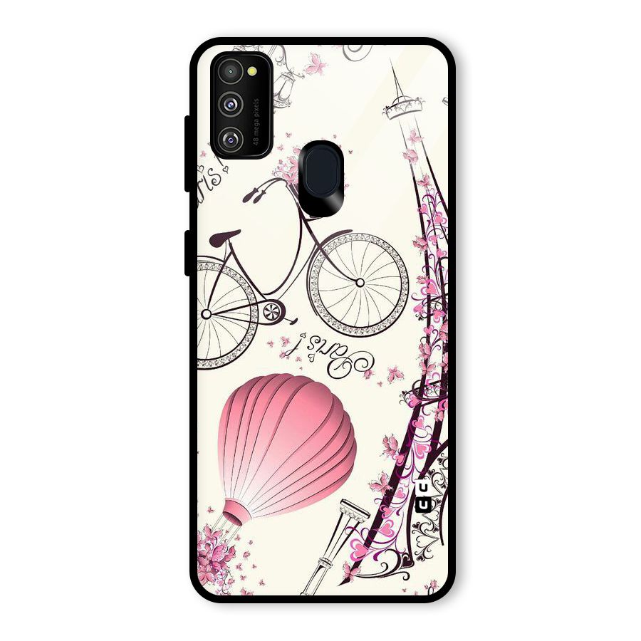 Paris Clipart Glass Back Case for Galaxy M30s