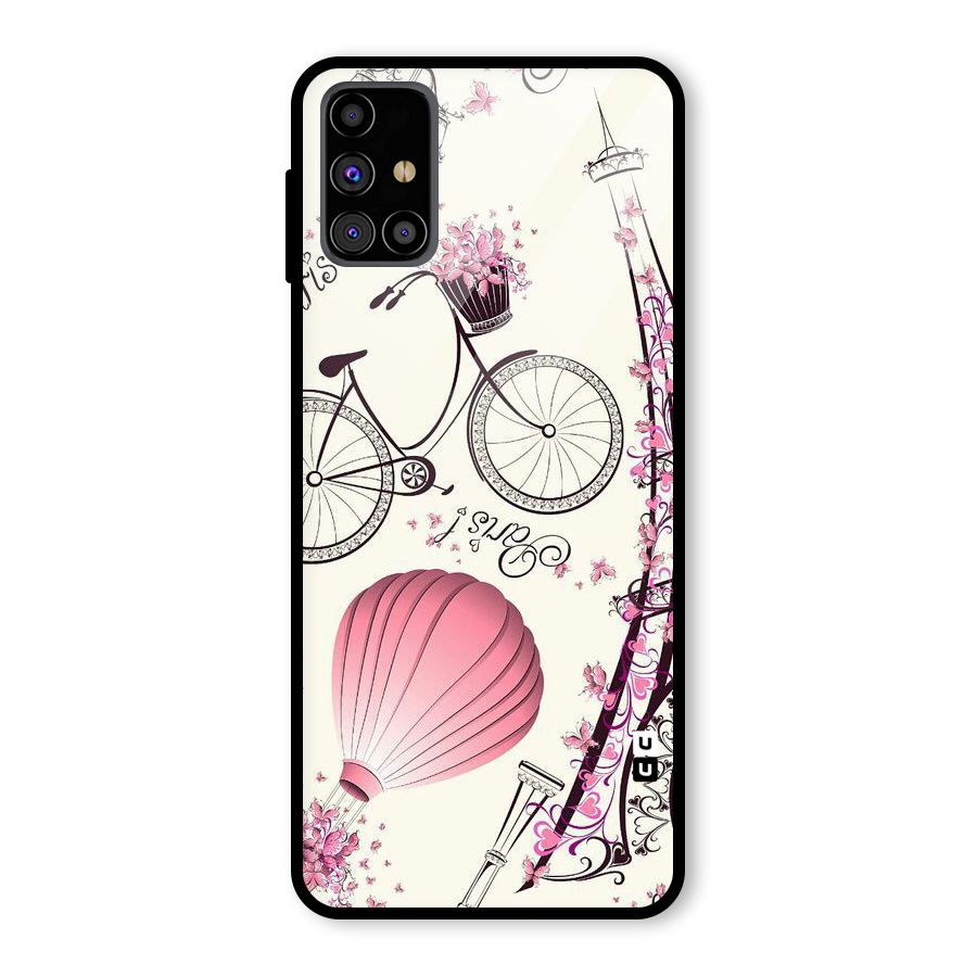 Paris Clipart Glass Back Case for Galaxy M31s