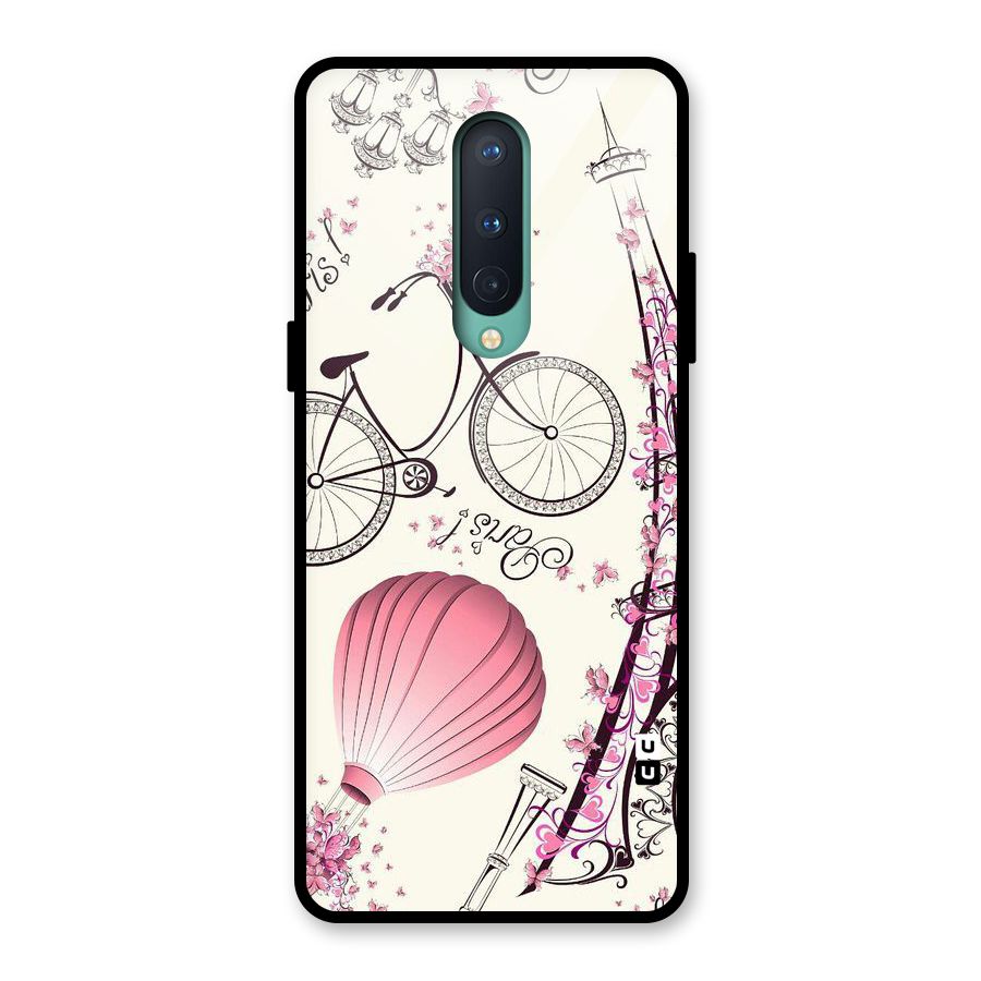 Paris Clipart Glass Back Case for OnePlus 8