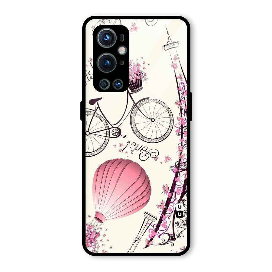 Paris Clipart Glass Back Case for OnePlus 9 Pro