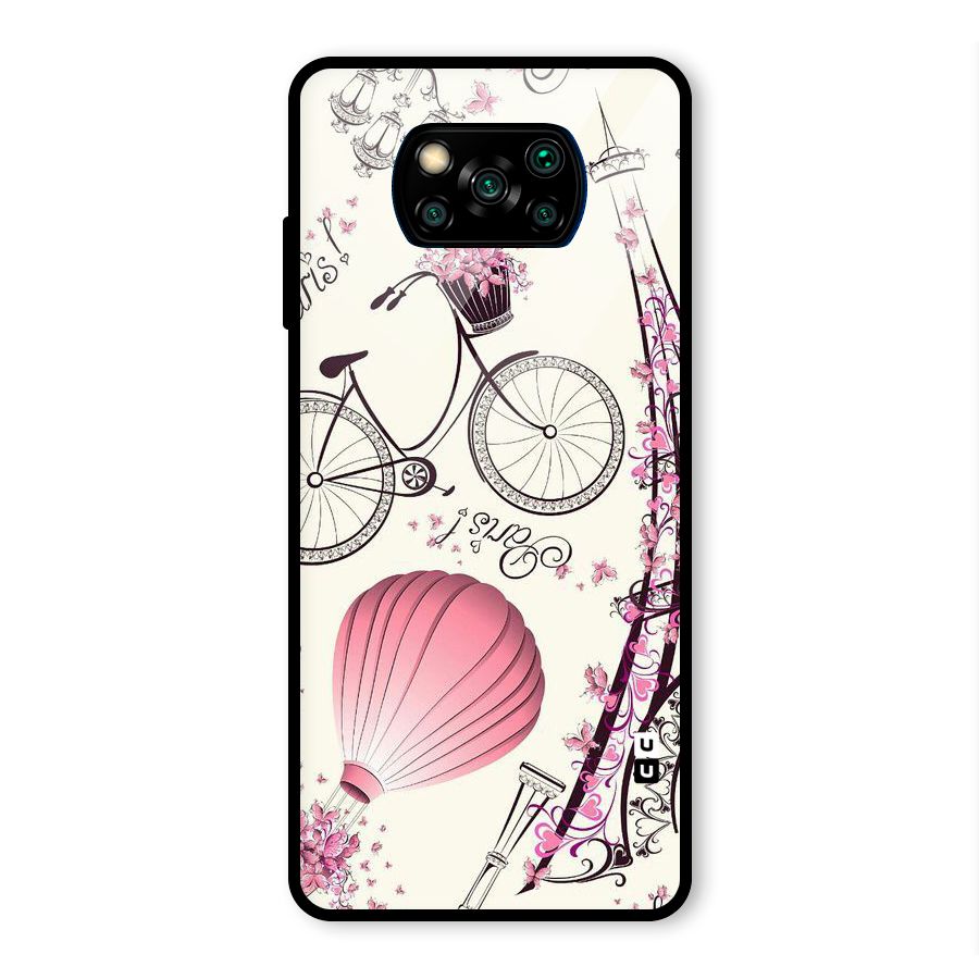 Paris Clipart Glass Back Case for Poco X3 Pro