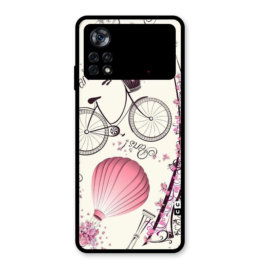 Paris Clipart Glass Back Case for Poco X4 Pro 5G