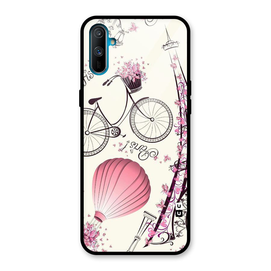 Paris Clipart Glass Back Case for Realme C3