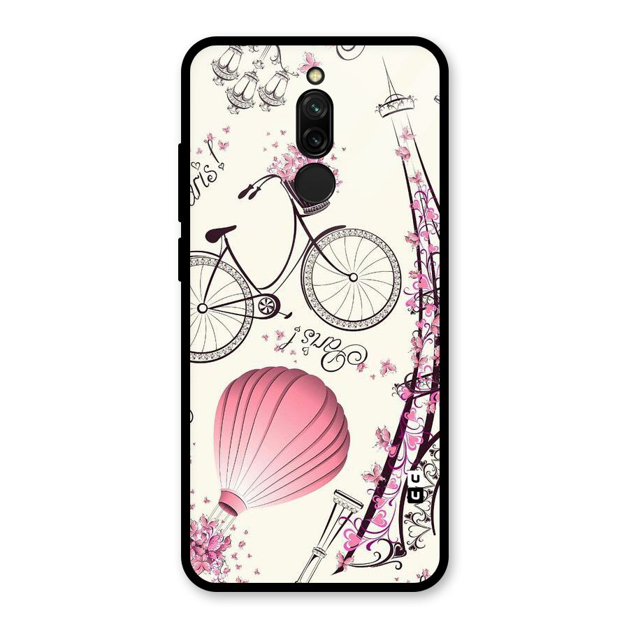 Paris Clipart Glass Back Case for Redmi 8
