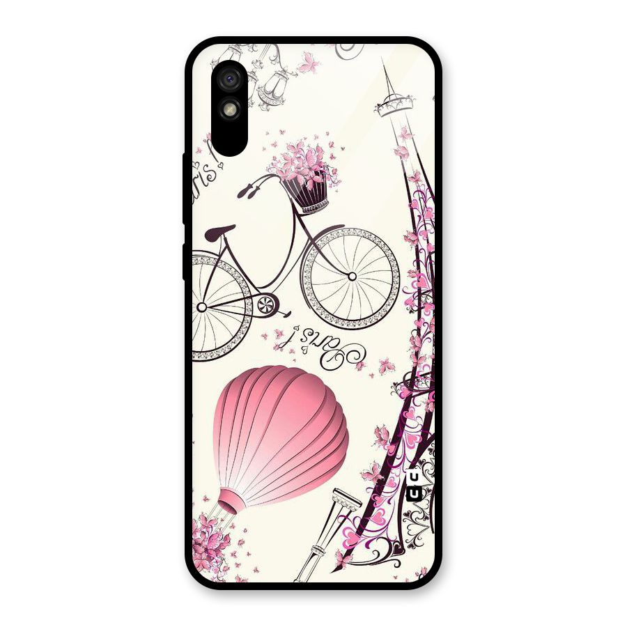 Paris Clipart Glass Back Case for Redmi 9A