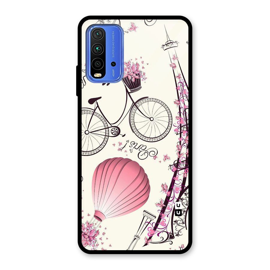 Paris Clipart Glass Back Case for Redmi 9 Power