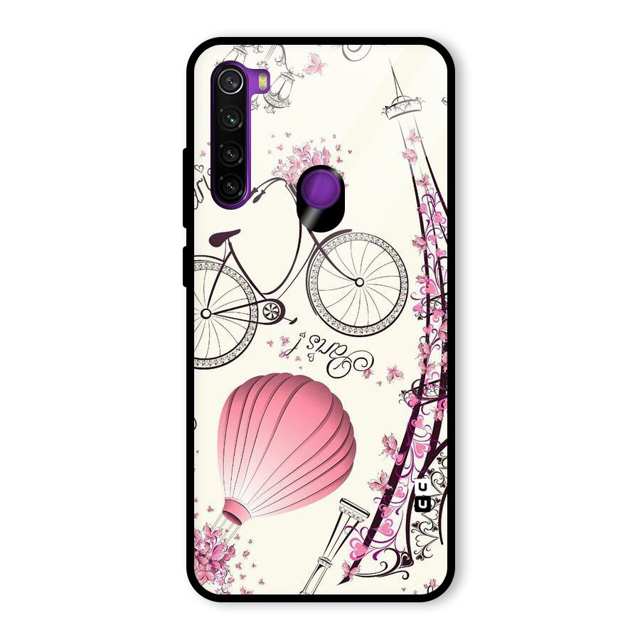 Paris Clipart Glass Back Case for Redmi Note 8