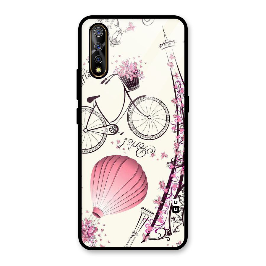 Paris Clipart Glass Back Case for Vivo S1