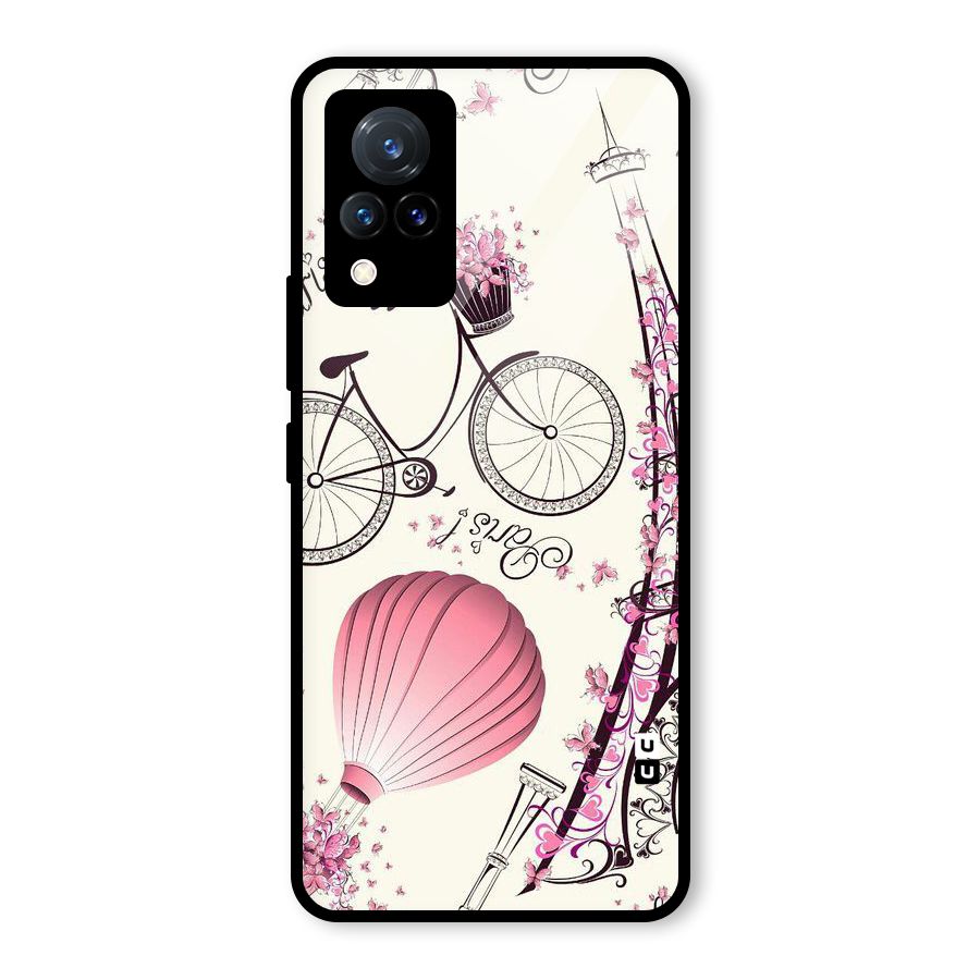Paris Clipart Glass Back Case for Vivo V21 5G