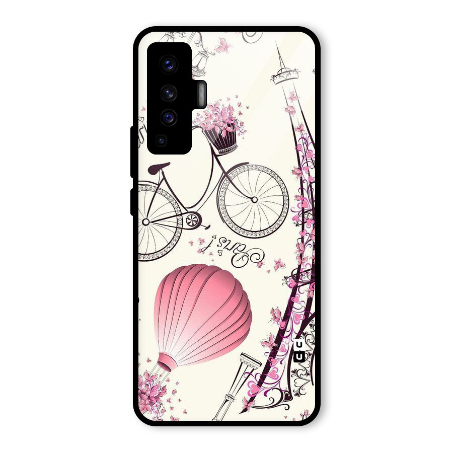Paris Clipart Glass Back Case for Vivo X50