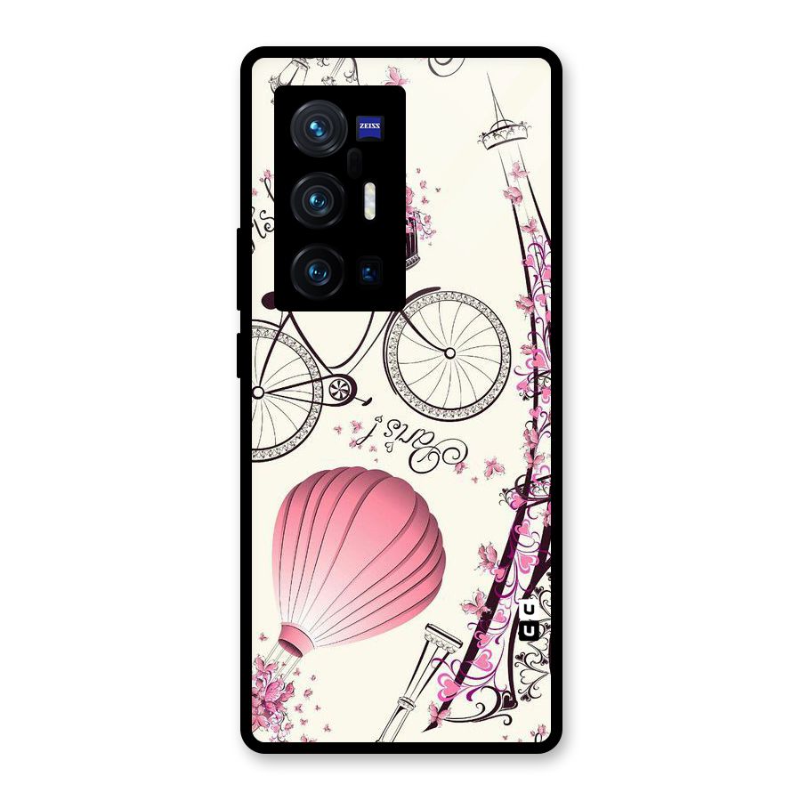 Paris Clipart Glass Back Case for Vivo X70 Pro Plus