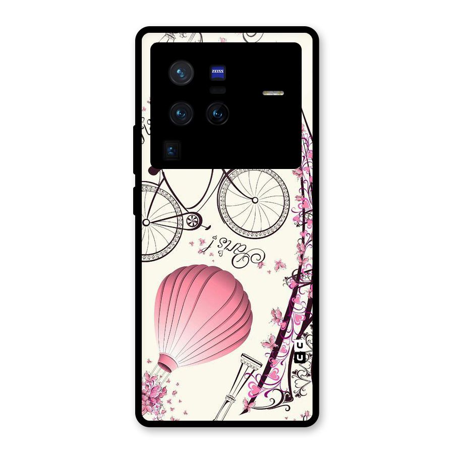 Paris Clipart Glass Back Case for Vivo X80 Pro