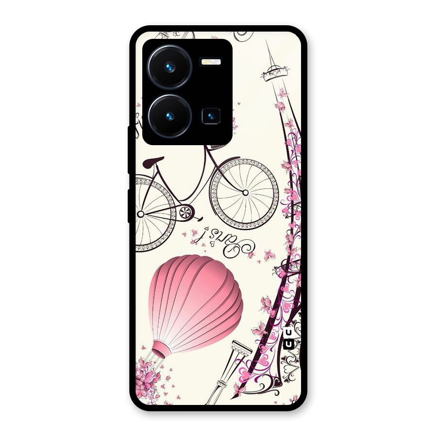 Paris Clipart Glass Back Case for Vivo Y35