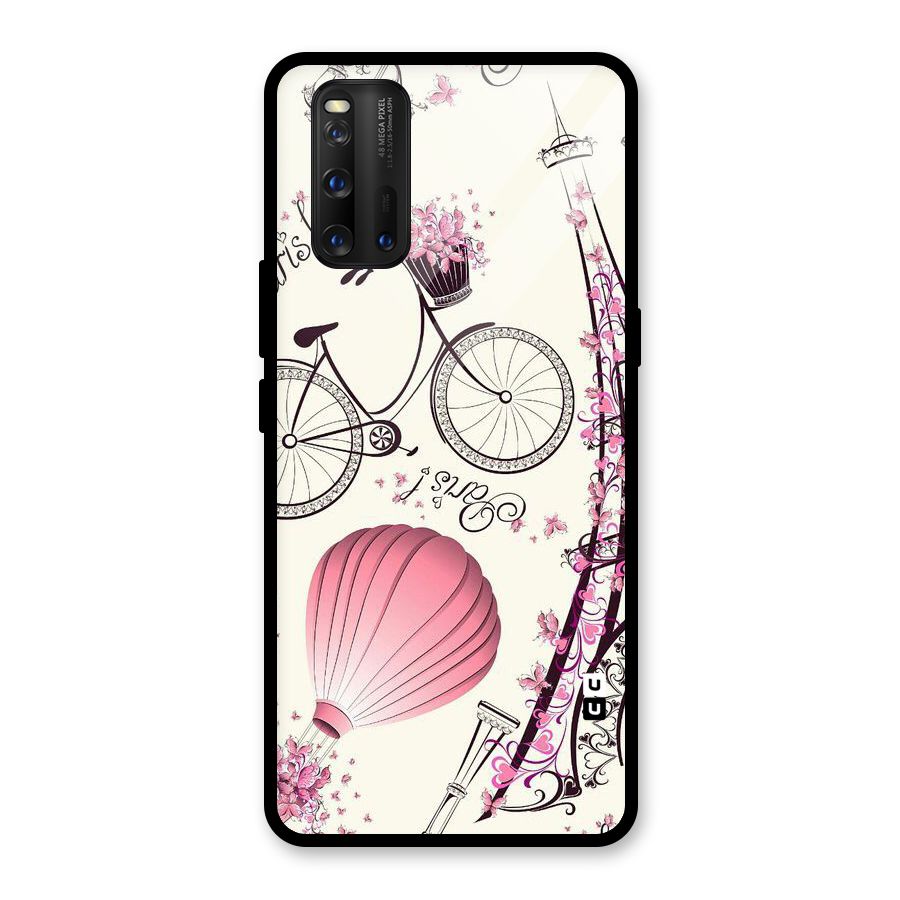Paris Clipart Glass Back Case for Vivo iQOO 3