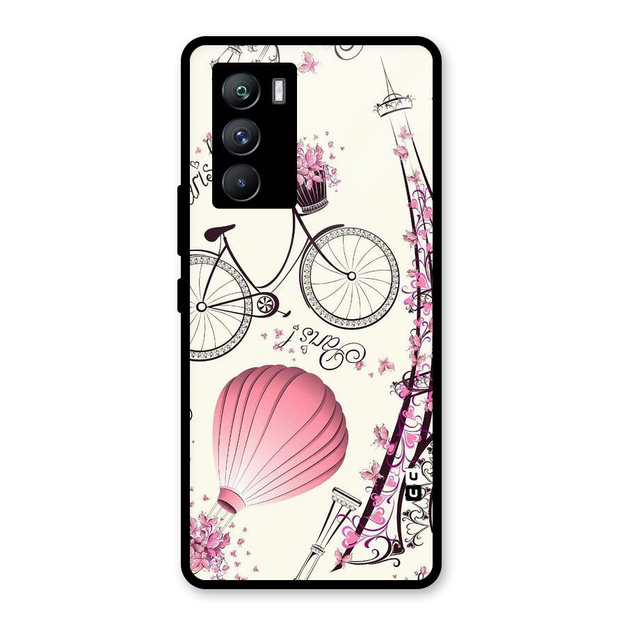 Paris Clipart Glass Back Case for Vivo iQOO 9 SE
