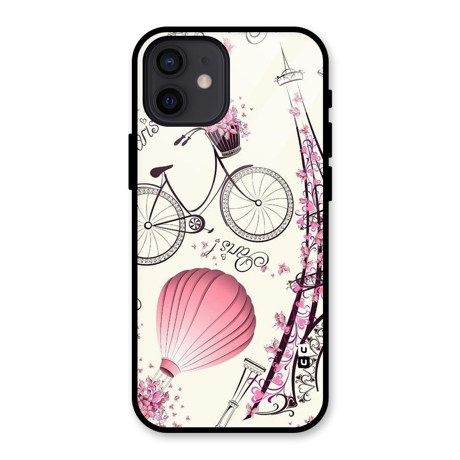 Paris Clipart Glass Back Case for iPhone 12