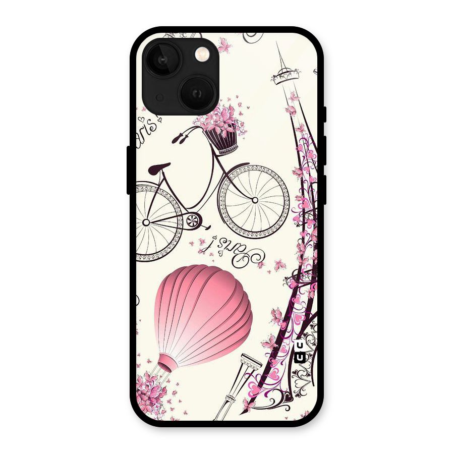 Paris Clipart Glass Back Case for iPhone 13