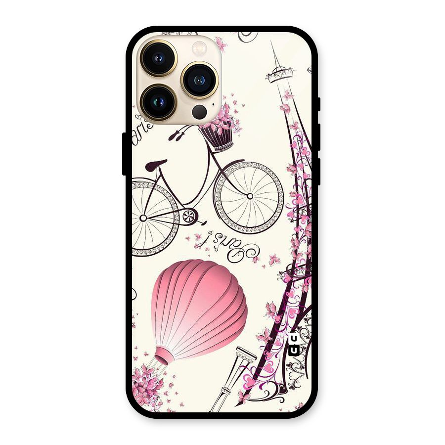 Paris Clipart Glass Back Case for iPhone 13 Pro Max