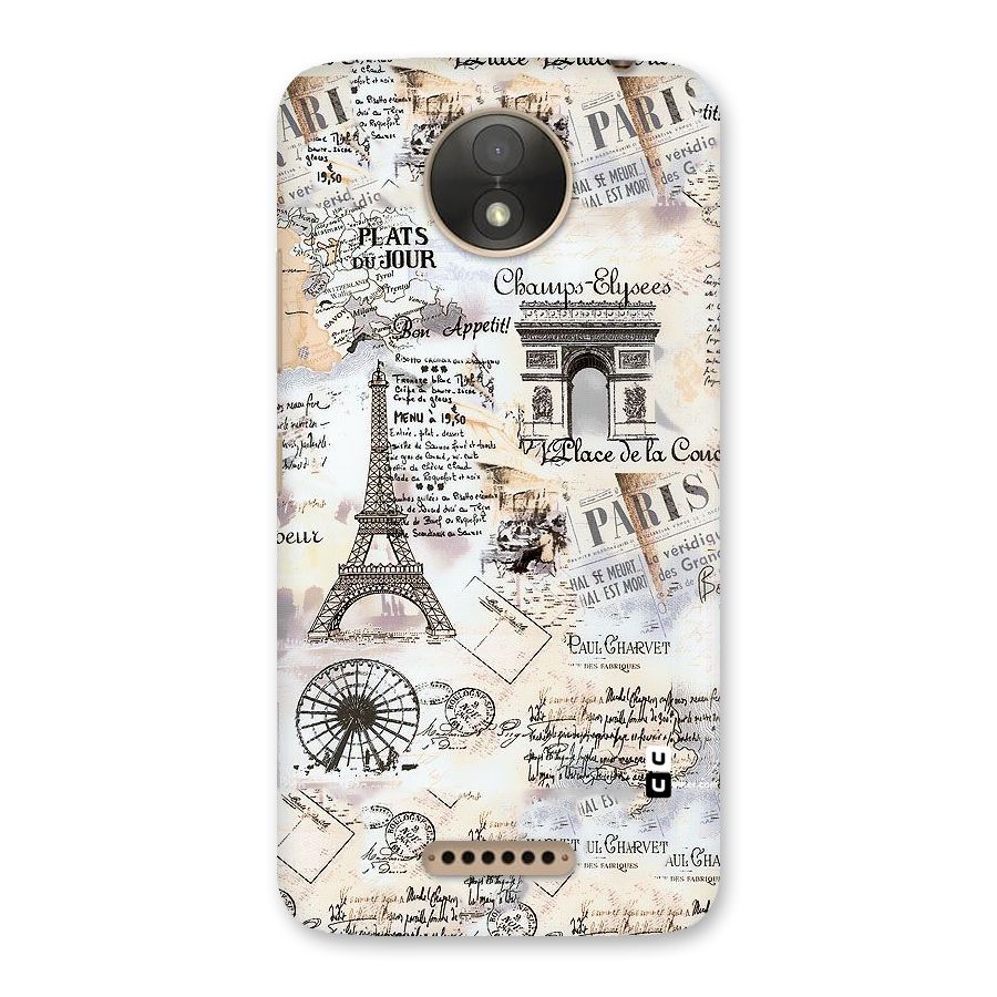 Paris Paper Back Case for Moto C Plus