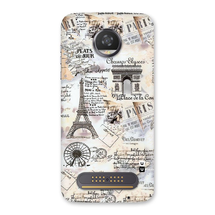 Paris Paper Back Case for Moto Z2 Play