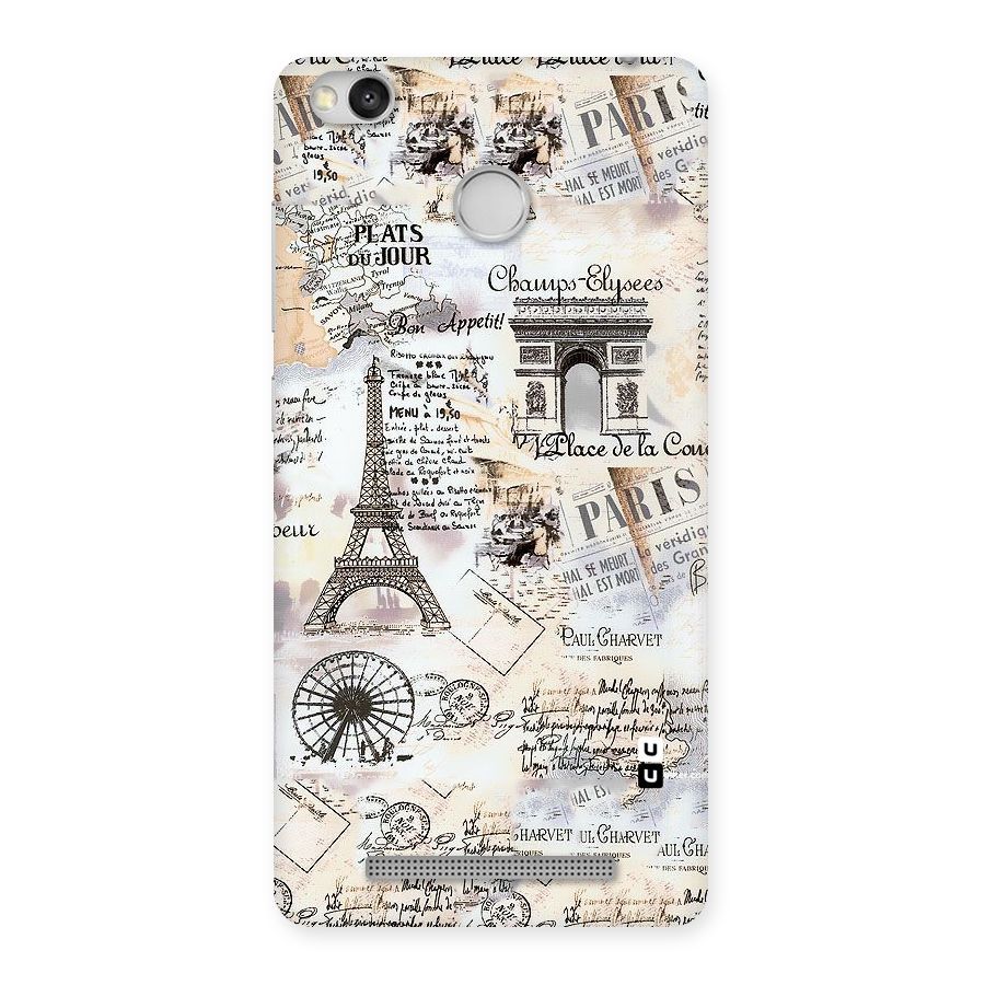 Paris Paper Back Case for Redmi 3S Prime