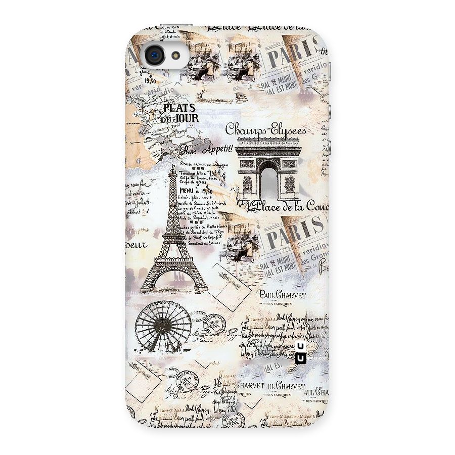 Paris Paper Back Case for iPhone 4 4s