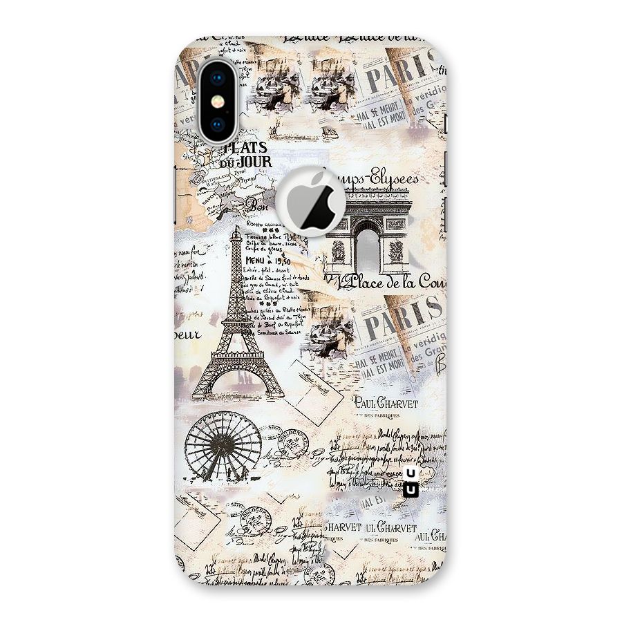 Paris Paper Back Case for iPhone X Logo Cut