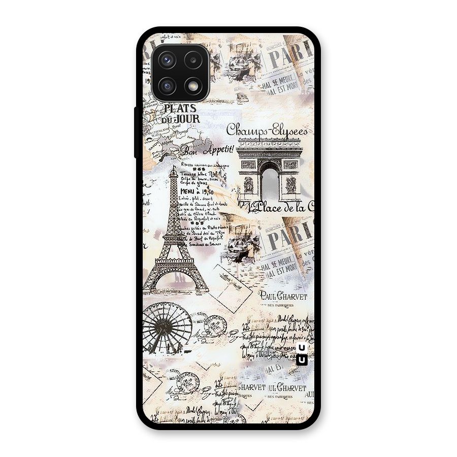 Paris Paper Glass Back Case for Galaxy A22 5G