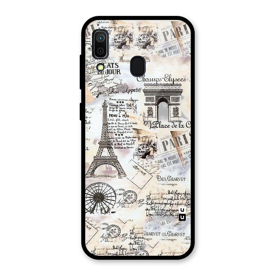 Paris Paper Glass Back Case for Galaxy A30