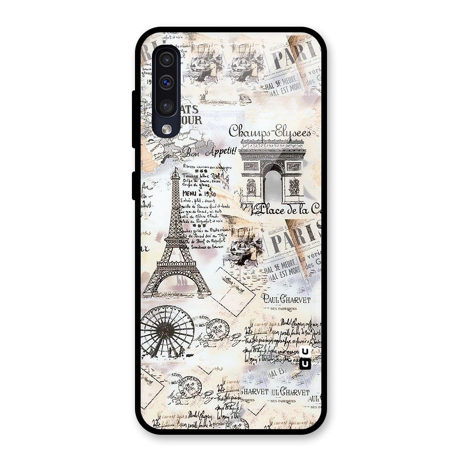 Paris Paper Glass Back Case for Galaxy A50s