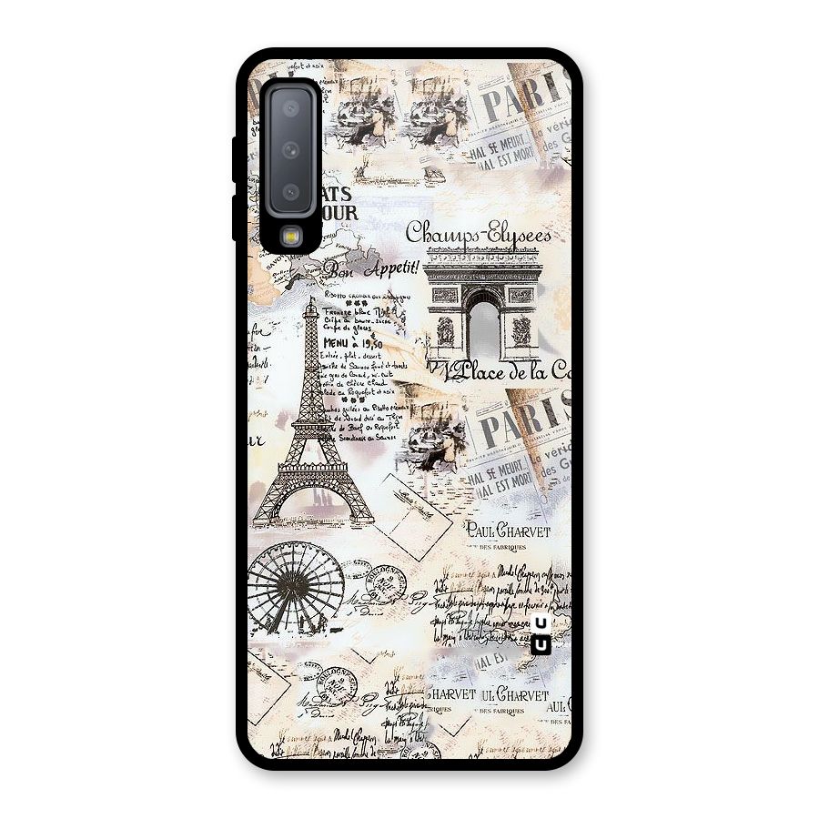 Paris Paper Glass Back Case for Galaxy A7 (2018)