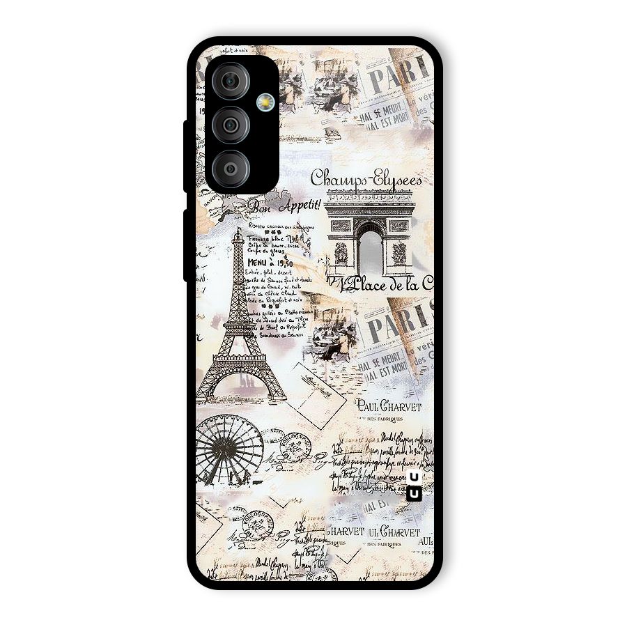 Paris Paper Glass Back Case for Galaxy F23