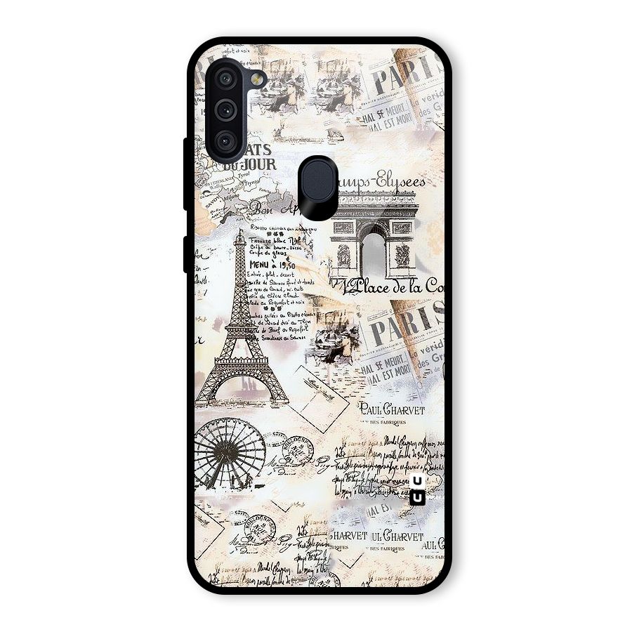 Paris Paper Glass Back Case for Galaxy M11