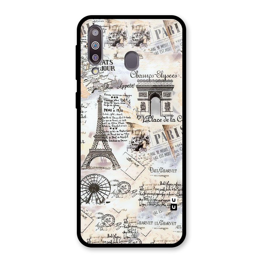 Paris Paper Glass Back Case for Galaxy M30