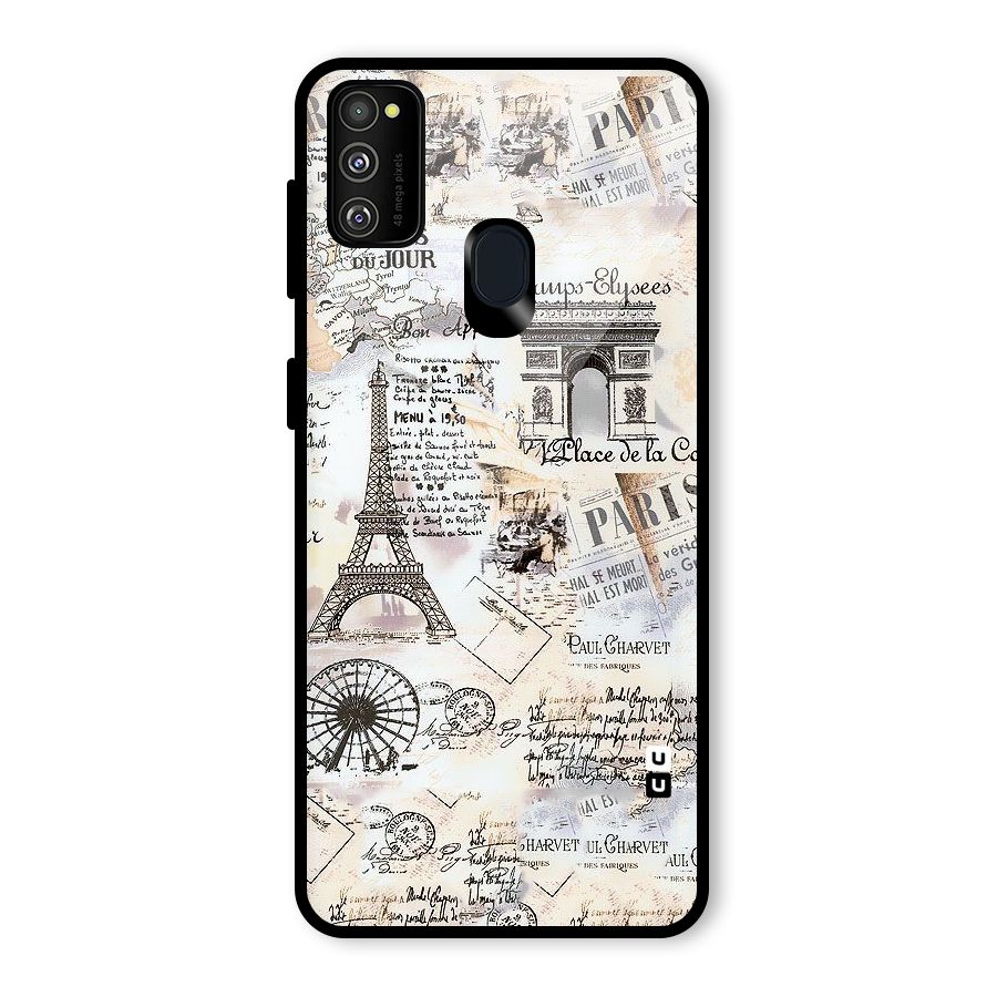 Paris Paper Glass Back Case for Galaxy M30s