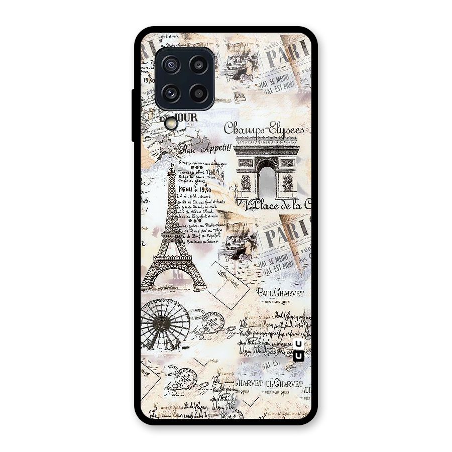 Paris Paper Glass Back Case for Galaxy M32