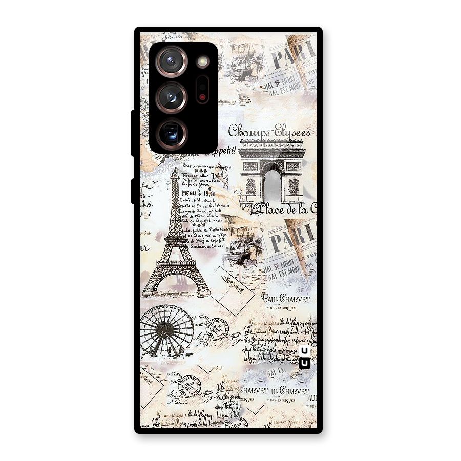 Paris Paper Glass Back Case for Galaxy Note 20 Ultra