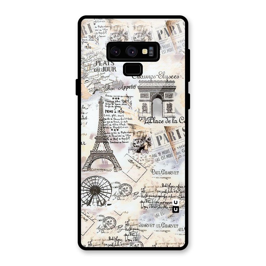 Paris Paper Glass Back Case for Galaxy Note 9