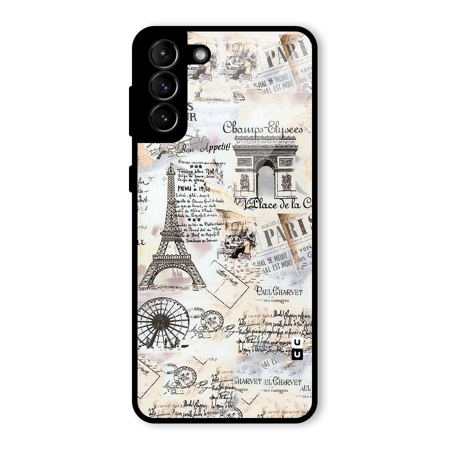 Paris Paper Glass Back Case for Galaxy S21 Plus